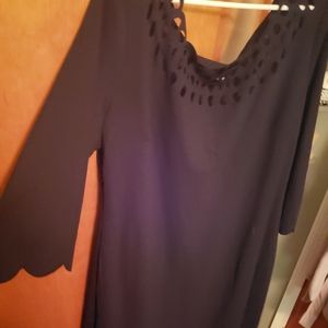 RBG black bodycon dress scalloped edge laser cut